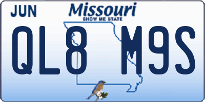 MO license plate QL8M9S