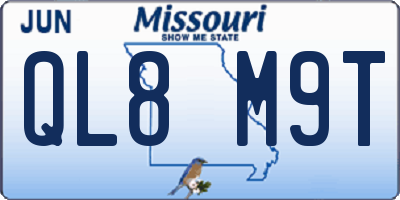 MO license plate QL8M9T