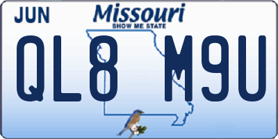 MO license plate QL8M9U
