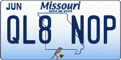 MO license plate QL8N0P
