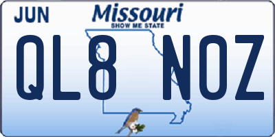 MO license plate QL8N0Z