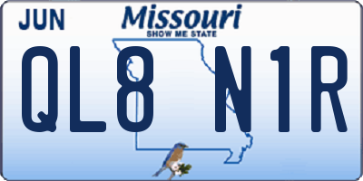 MO license plate QL8N1R