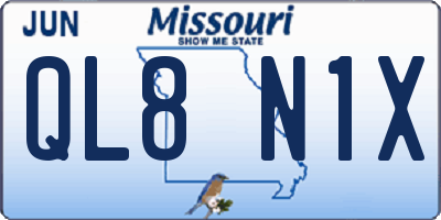MO license plate QL8N1X
