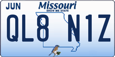 MO license plate QL8N1Z