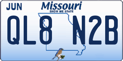 MO license plate QL8N2B