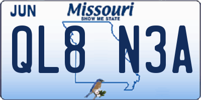 MO license plate QL8N3A