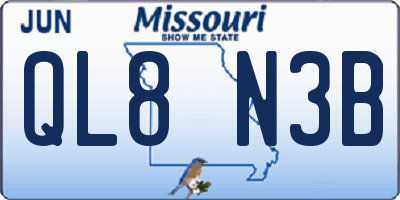 MO license plate QL8N3B