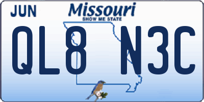 MO license plate QL8N3C