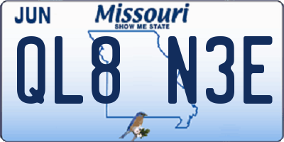 MO license plate QL8N3E
