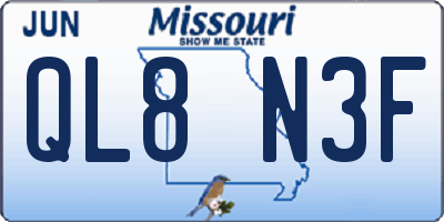 MO license plate QL8N3F