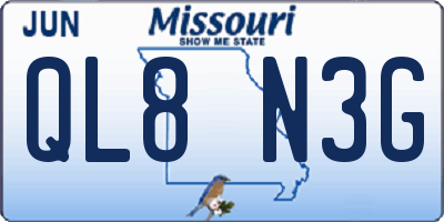 MO license plate QL8N3G