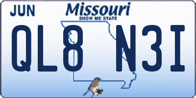 MO license plate QL8N3I