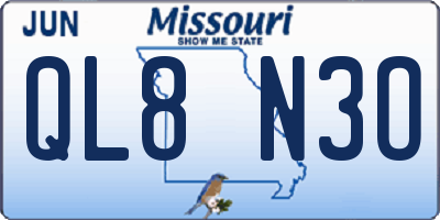 MO license plate QL8N3O