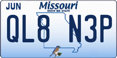 MO license plate QL8N3P