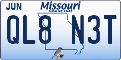 MO license plate QL8N3T