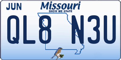 MO license plate QL8N3U