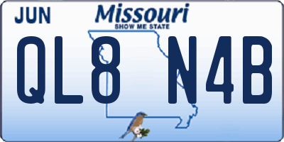 MO license plate QL8N4B