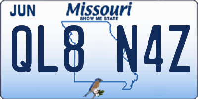 MO license plate QL8N4Z