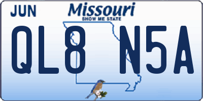 MO license plate QL8N5A