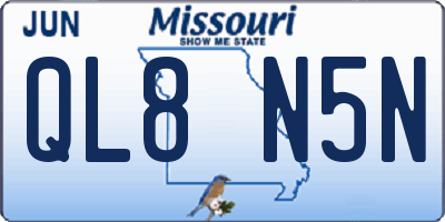 MO license plate QL8N5N