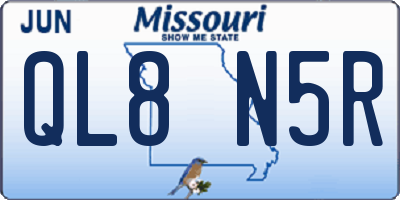 MO license plate QL8N5R
