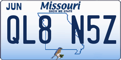 MO license plate QL8N5Z