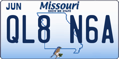 MO license plate QL8N6A
