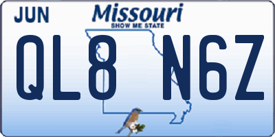 MO license plate QL8N6Z