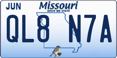 MO license plate QL8N7A