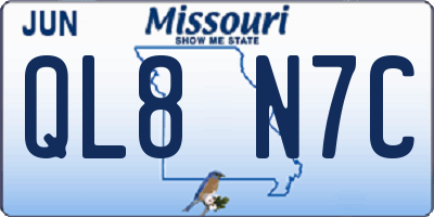 MO license plate QL8N7C