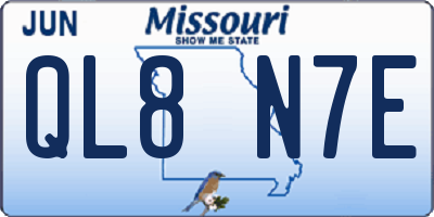 MO license plate QL8N7E