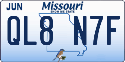 MO license plate QL8N7F