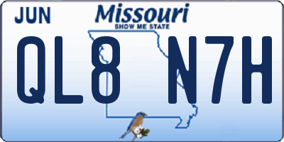 MO license plate QL8N7H