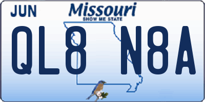 MO license plate QL8N8A