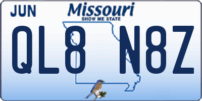 MO license plate QL8N8Z