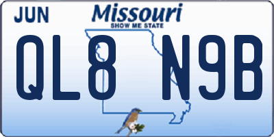 MO license plate QL8N9B