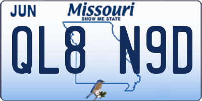 MO license plate QL8N9D