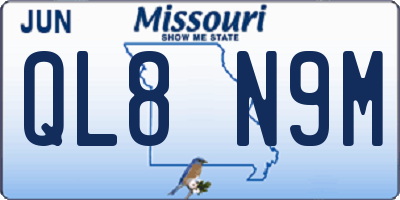 MO license plate QL8N9M