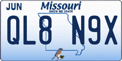 MO license plate QL8N9X