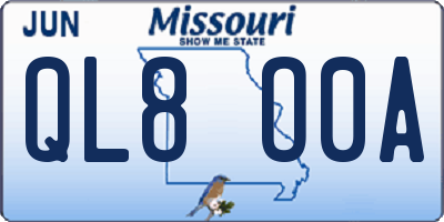 MO license plate QL8O0A
