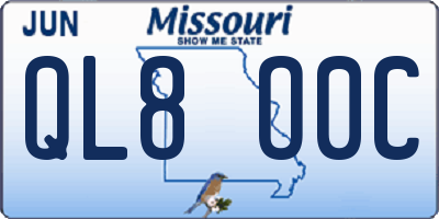 MO license plate QL8O0C