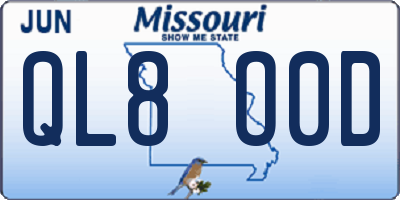 MO license plate QL8O0D
