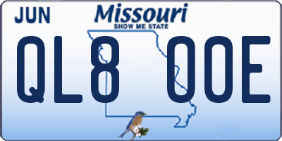 MO license plate QL8O0E