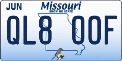MO license plate QL8O0F