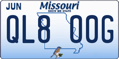 MO license plate QL8O0G