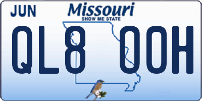 MO license plate QL8O0H
