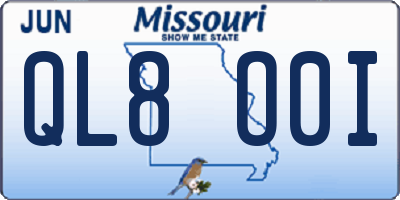 MO license plate QL8O0I