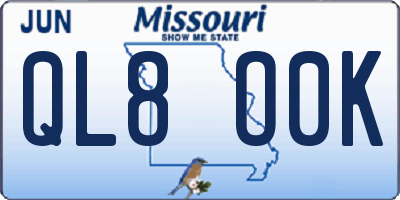 MO license plate QL8O0K