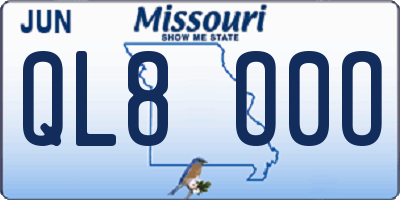 MO license plate QL8O0O
