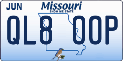MO license plate QL8O0P